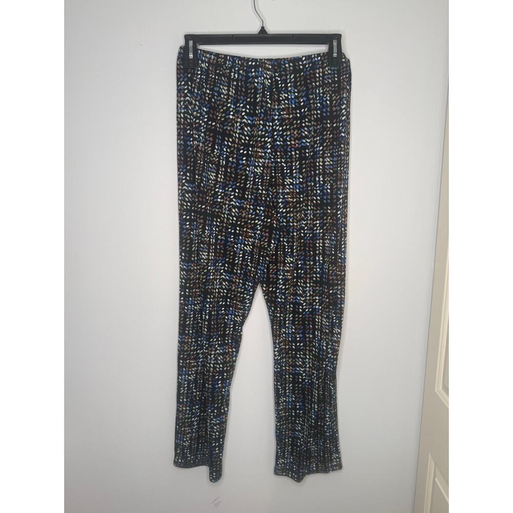 NorthStyle Black Abstract Print Pull On Wide Leg Loose Pants Sz XL Comfy Cozy